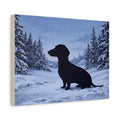 Personalized Dachshund Snow Scene Canvas — Stretched Matte Wall Art