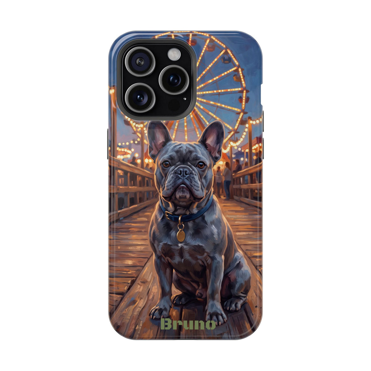 Personalized French Bulldog Pier Lights Phone Case — Wireless Charging Cover