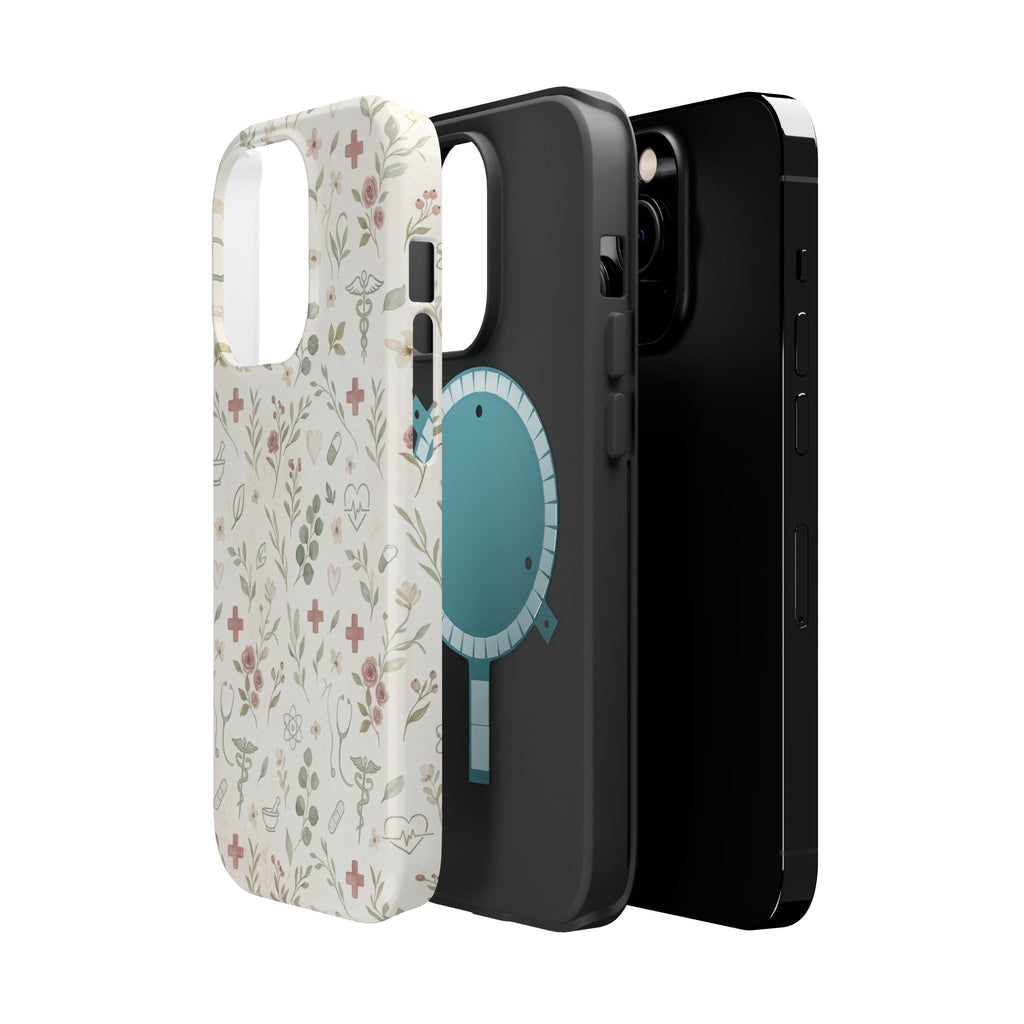 Floral Nurse Phone Case — Impact-Resistant Wireless Charging Cover