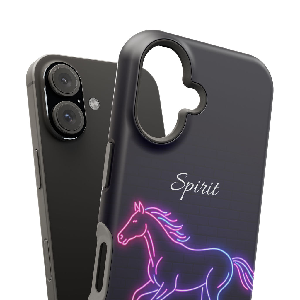 Personalized Neon Glow Horse Phone Case — Tough Magnetic Case with Wireless Charging