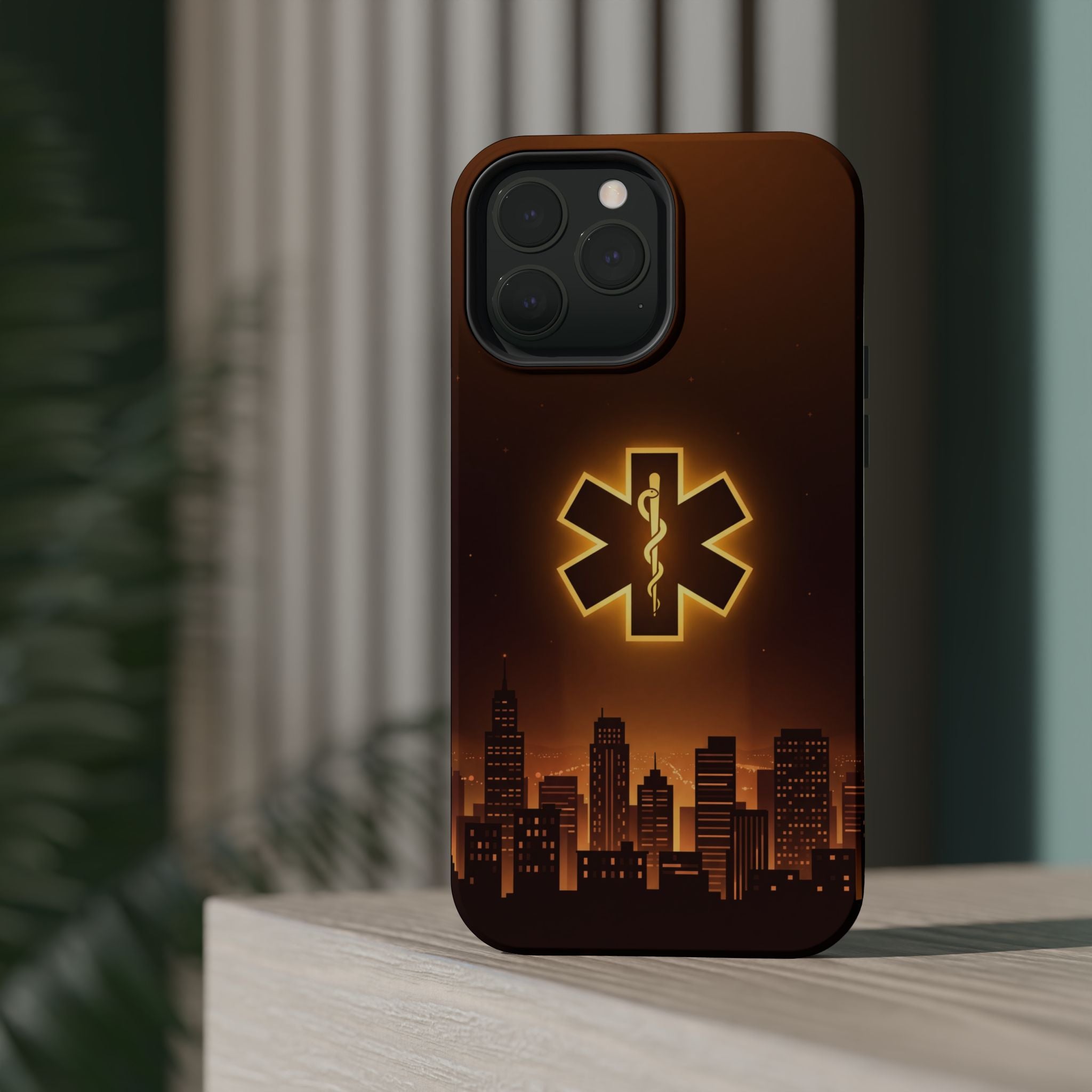 Paramedic/EMT Skyline Phone Case — Magnetic Wireless Charging Cover