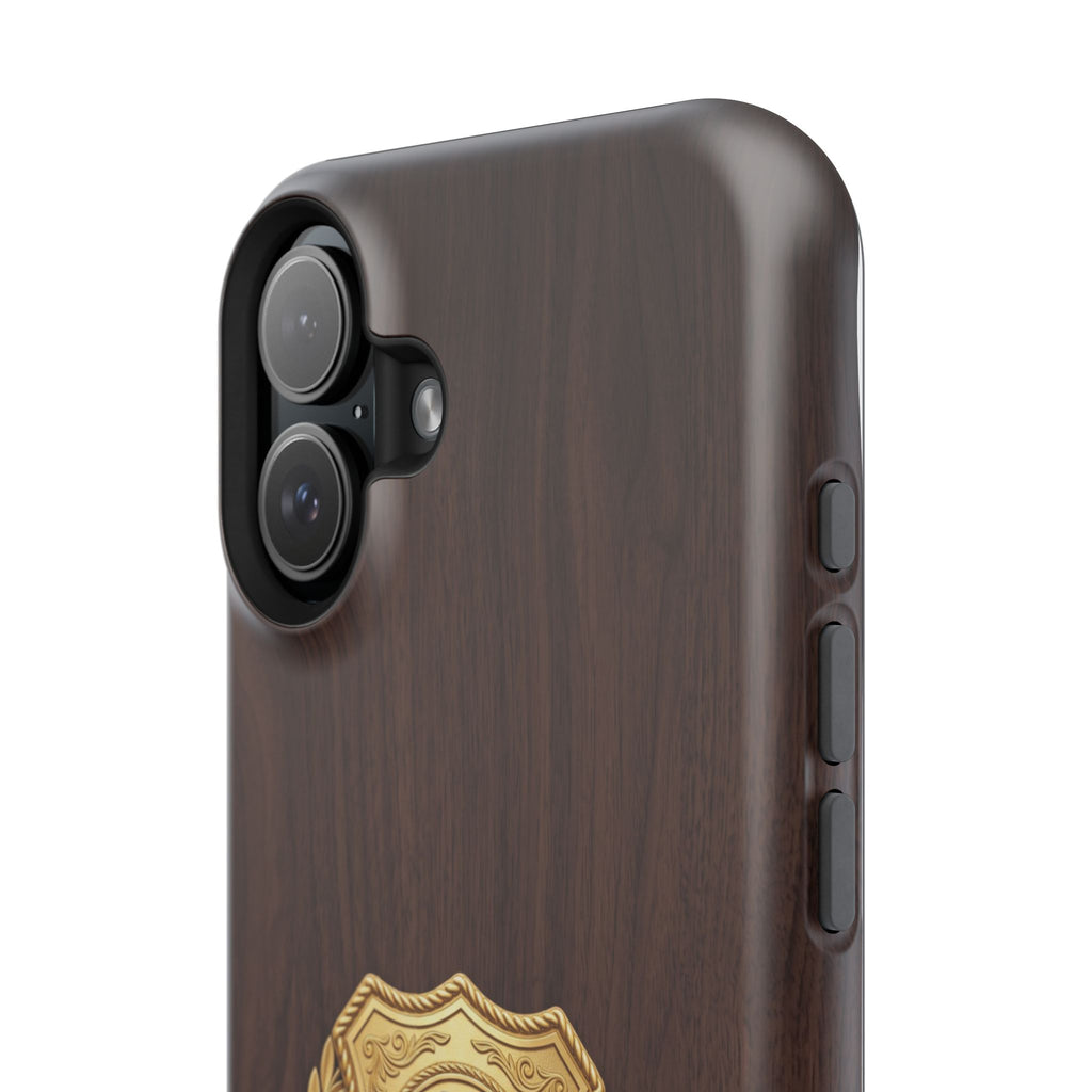 Gold EMS Laurel Badge Wood Phone Case — Magnetic Wireless Charging Cover