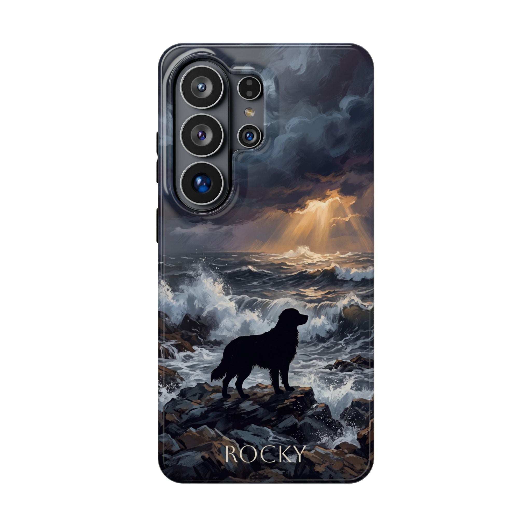 Personalized Golden Retriever Stormy Sea Phone Case — Wireless Charging Cover