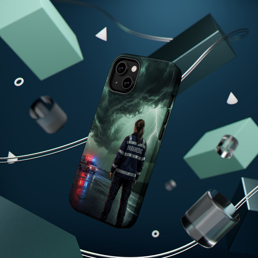 Female Paramedic Green Storm Phone Case — Magnetic Wireless Charging Cover
