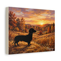 Dachshund Silhouette Personalized Canvas | Autumn Sunset Wall Art