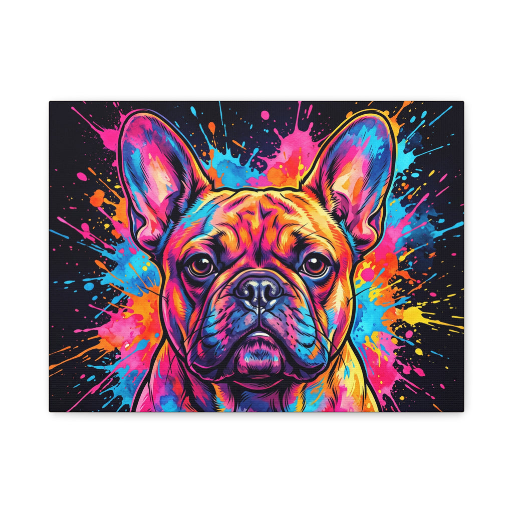 French Bulldog Canvas Print | Vibrant Pop Art Frenchie Wall Art | Colorful Dog Lover Home Decor