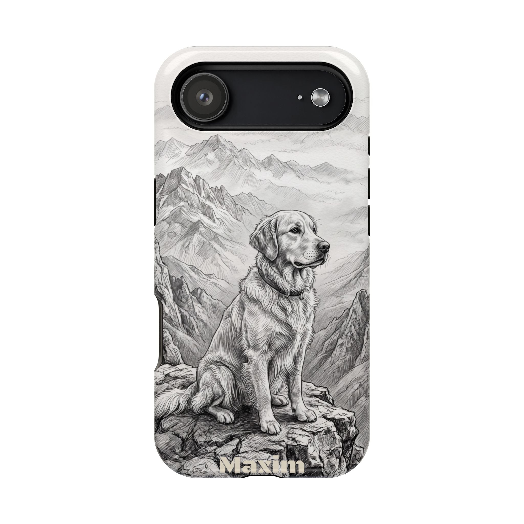 Personalized Golden Retriever Mountain Peak Phone Case — Wireless Charging Cover