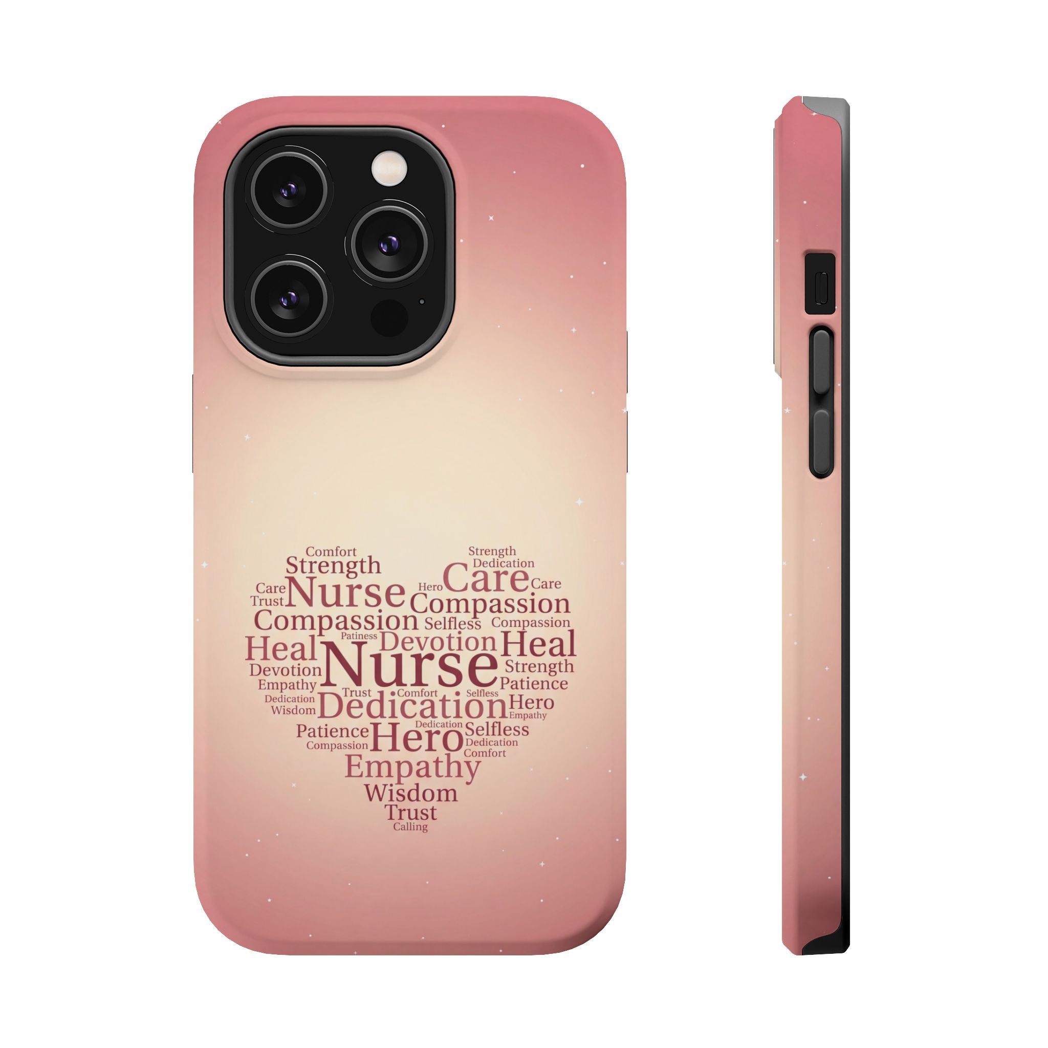 Nurse Heart Word Art Phone Case — Impact-Resistant Wireless Charging Cover