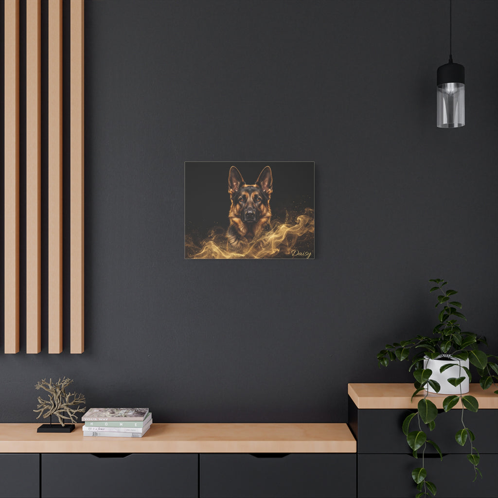 German Shepherd Personalized Canvas | Golden Smoke Wall Art