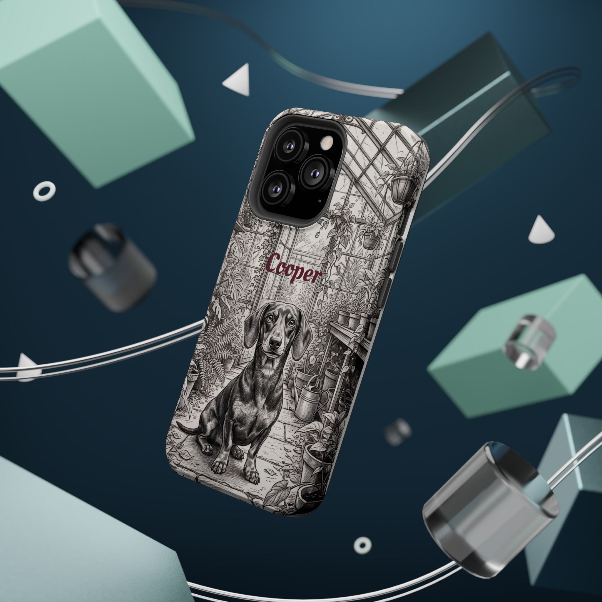 Personalized Dachshund Vintage Greenhouse Phone Case — Wireless Charging Cover