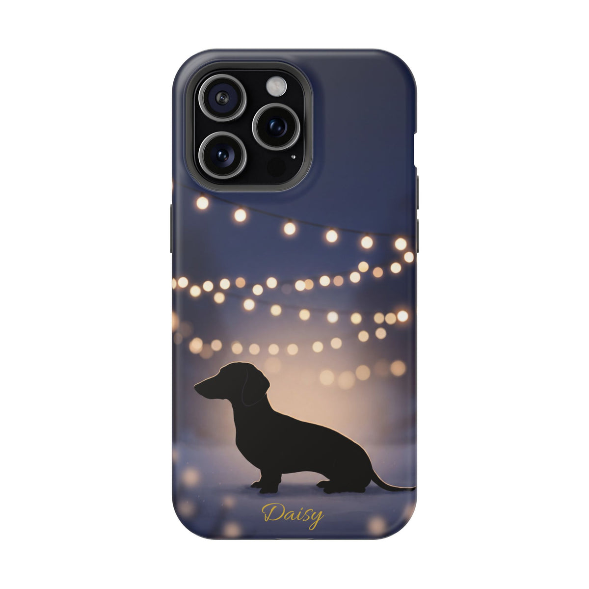 Personalized Dachshund Fairy Lights Phone Case — Wireless Charging Cover