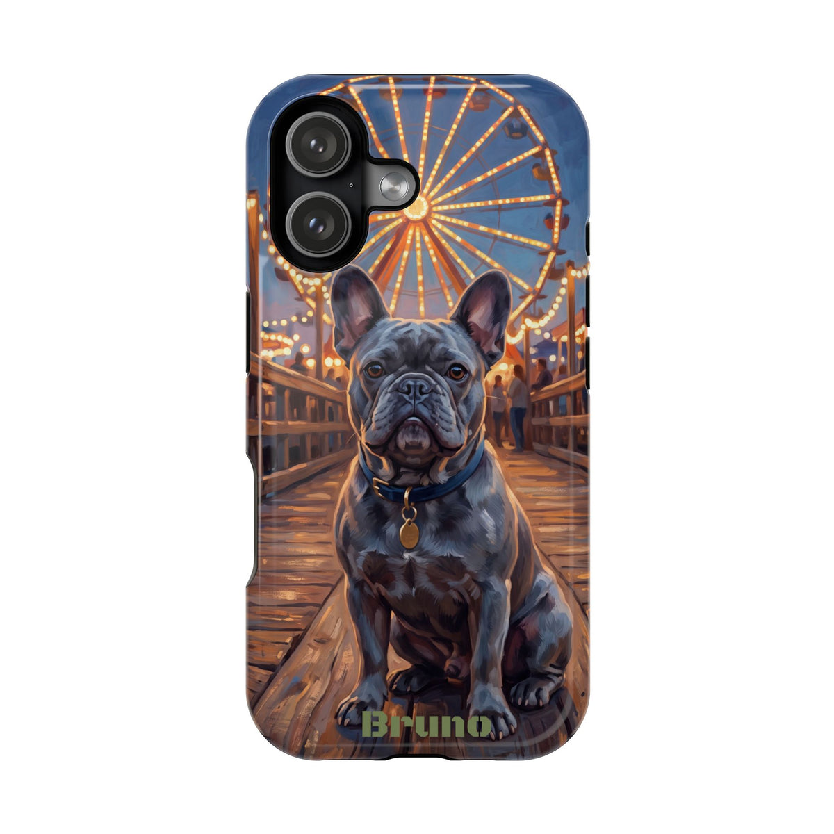 Personalized French Bulldog Pier Lights Phone Case — Wireless Charging Cover
