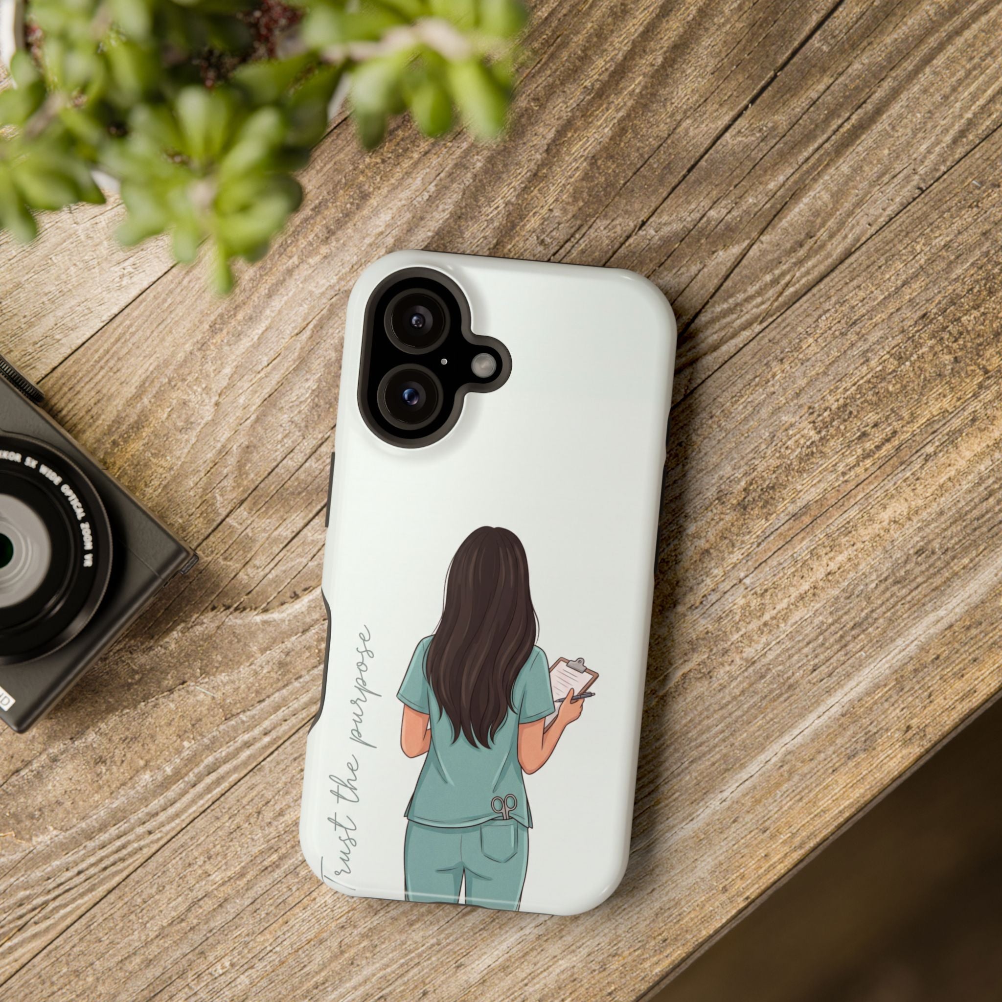 Nurse Illustration Phone Case — Impact-Resistant Wireless Charging Cover