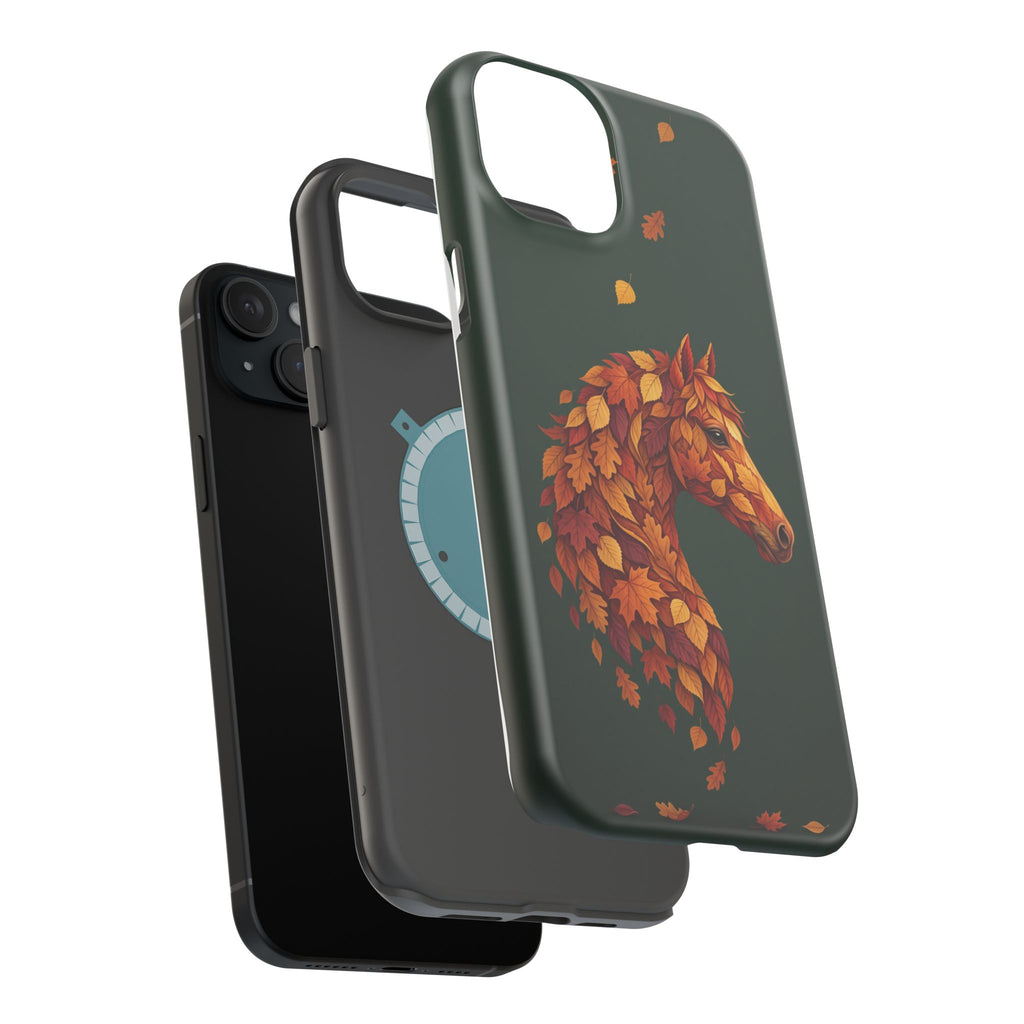 Autumn Leaves Horse Phone Case — Tough Magnetic Case with Wireless Charging