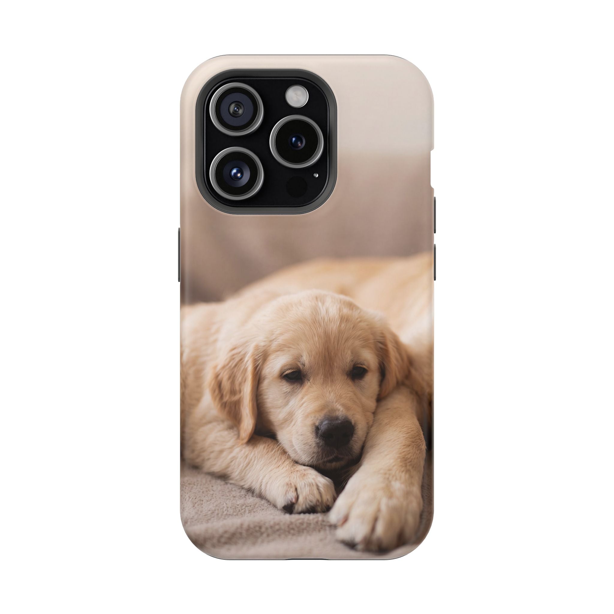 Golden Retriever Puppy Phone Case — Impact-Resistant Wireless Charging Cover