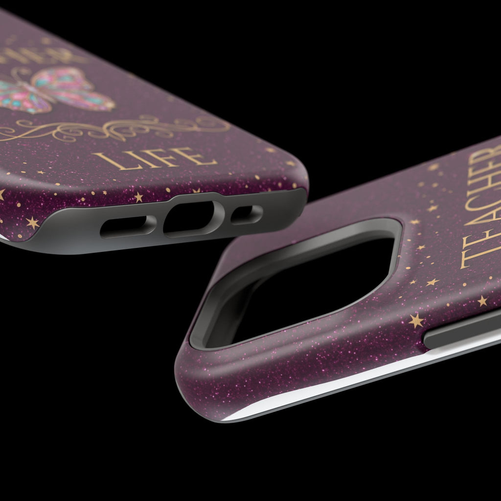 Teacher Life Glitter Butterfly Phone Case — Wireless Charging Cover