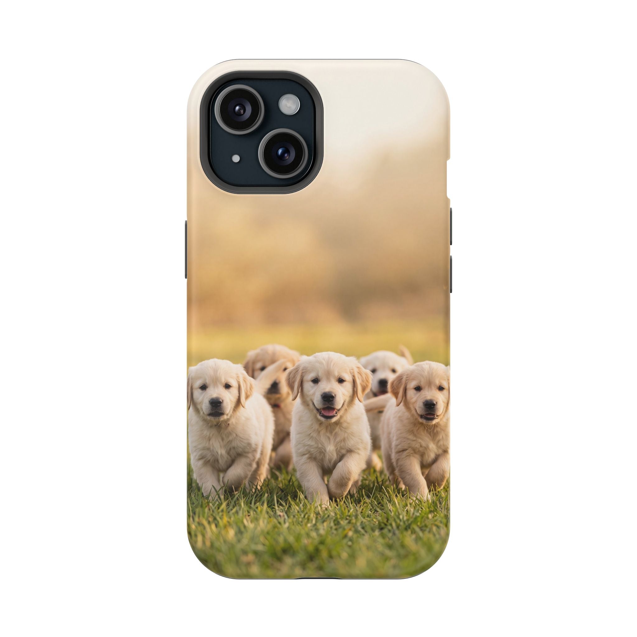 Golden Retriever Puppies Phone Case — Impact-Resistant Wireless Charging Cover