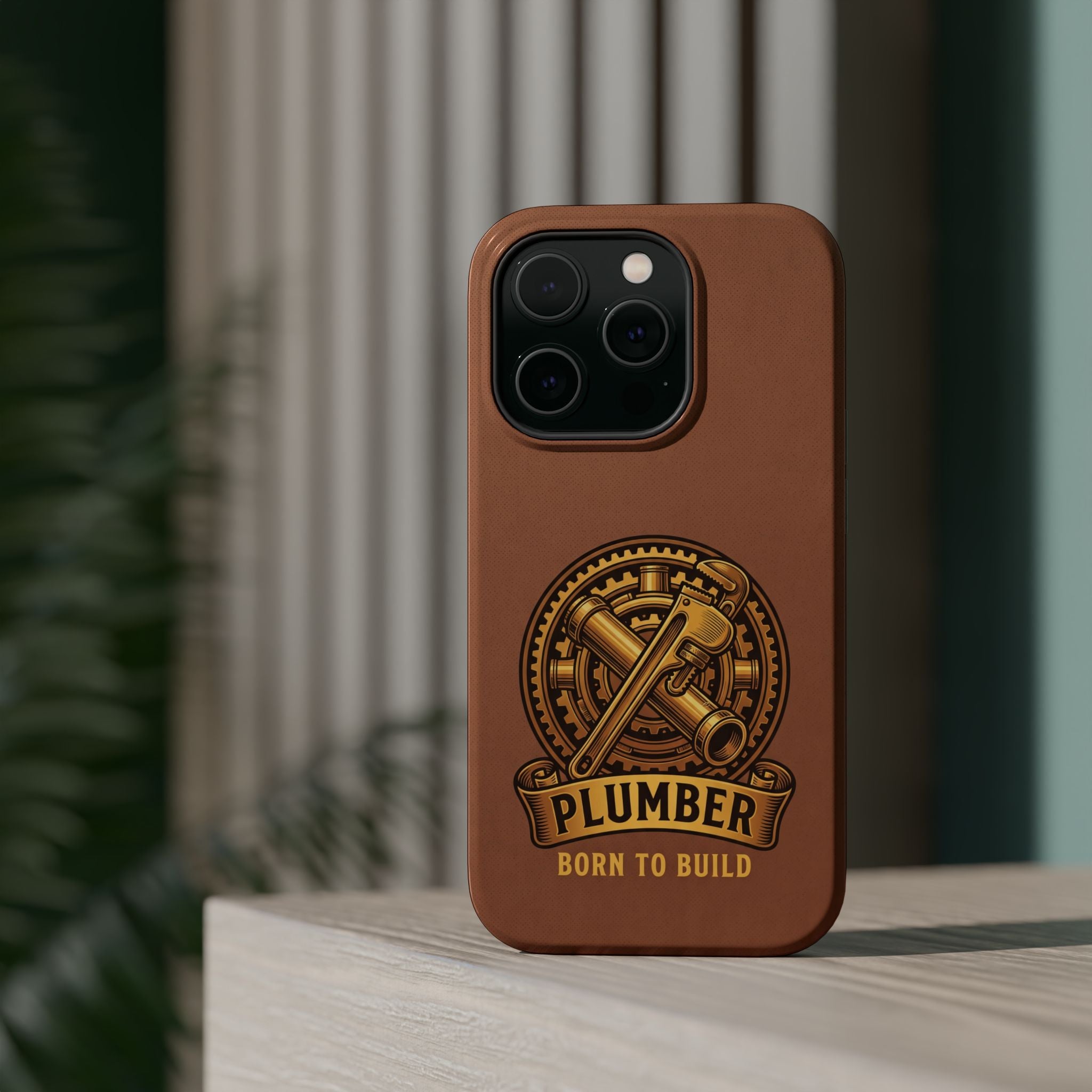 Plumber Born to Build Phone Case — Badge Wireless Charging Cover