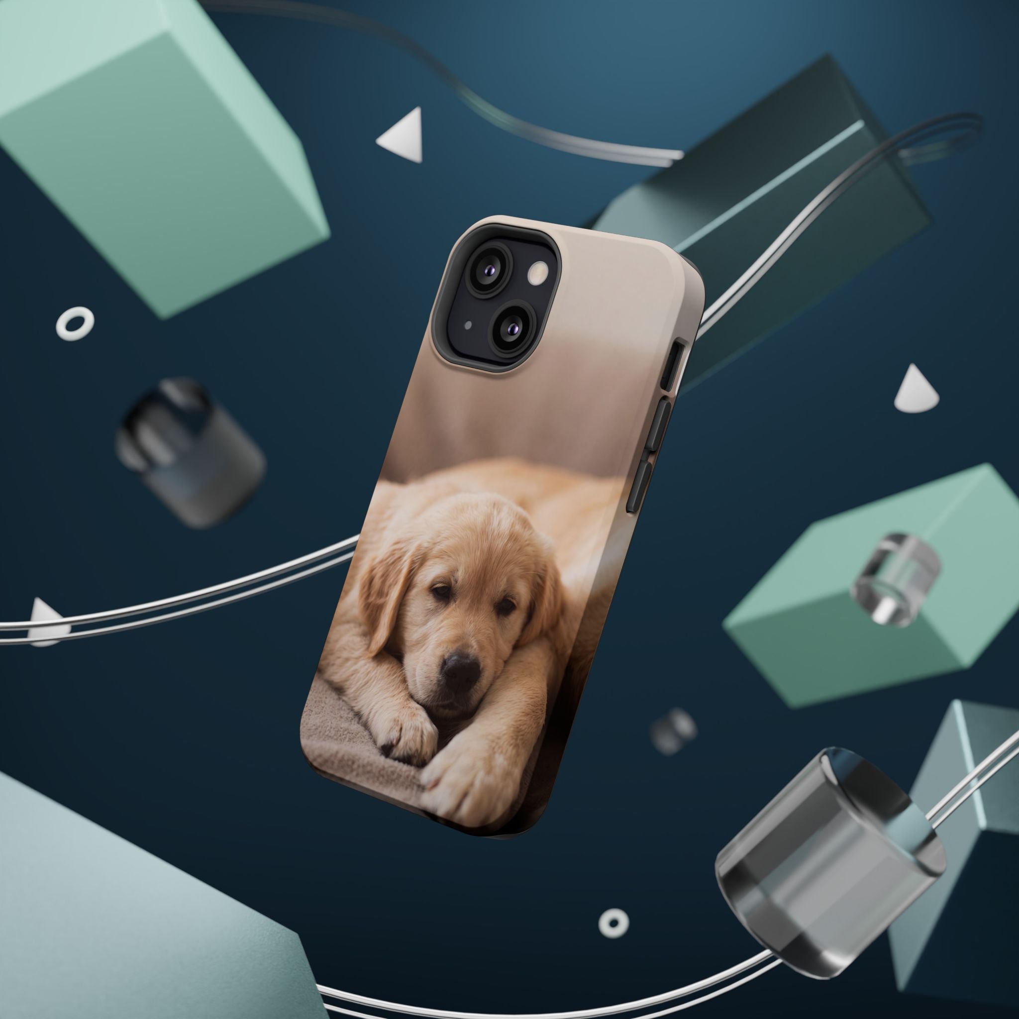 Golden Retriever Puppy Phone Case — Impact-Resistant Wireless Charging Cover