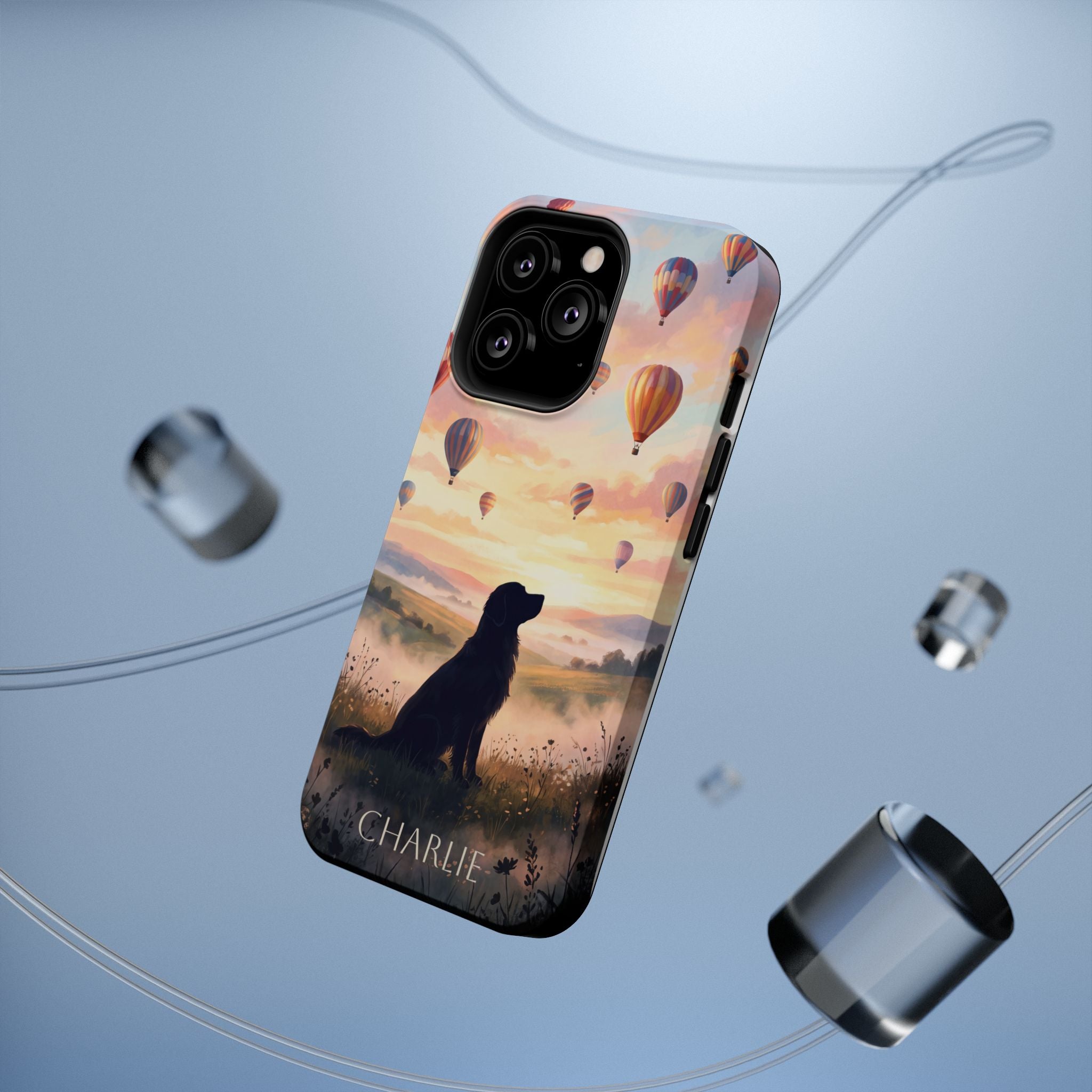 Personalized Golden Retriever Hot Air Balloon Phone Case — Wireless Charging Cover