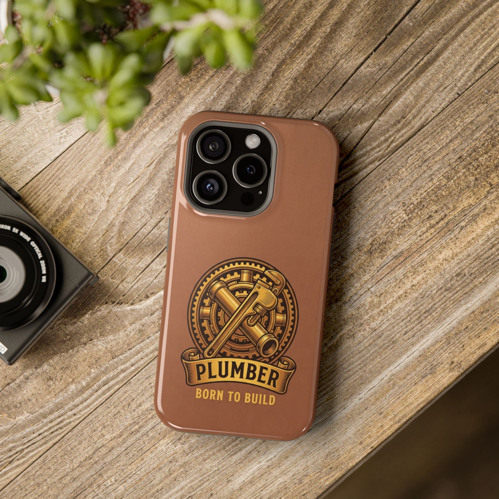 Plumber Born to Build Phone Case — Badge Wireless Charging Cover