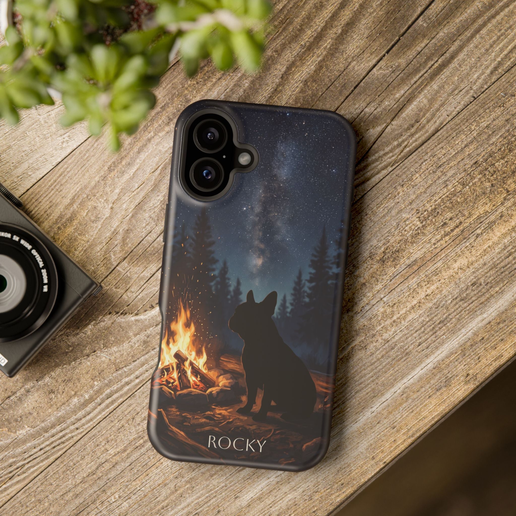 Personalized French Bulldog Campfire Phone Case — Wireless Charging Cover