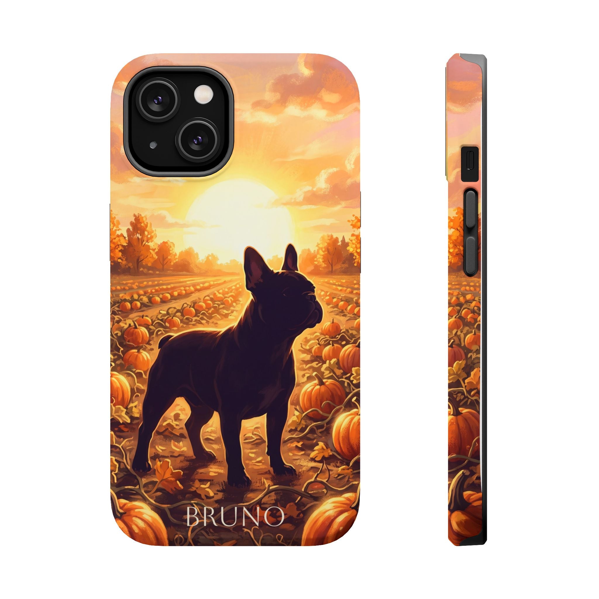 Personalized French Bulldog Pumpkin Patch Phone Case — Wireless Charging Cover