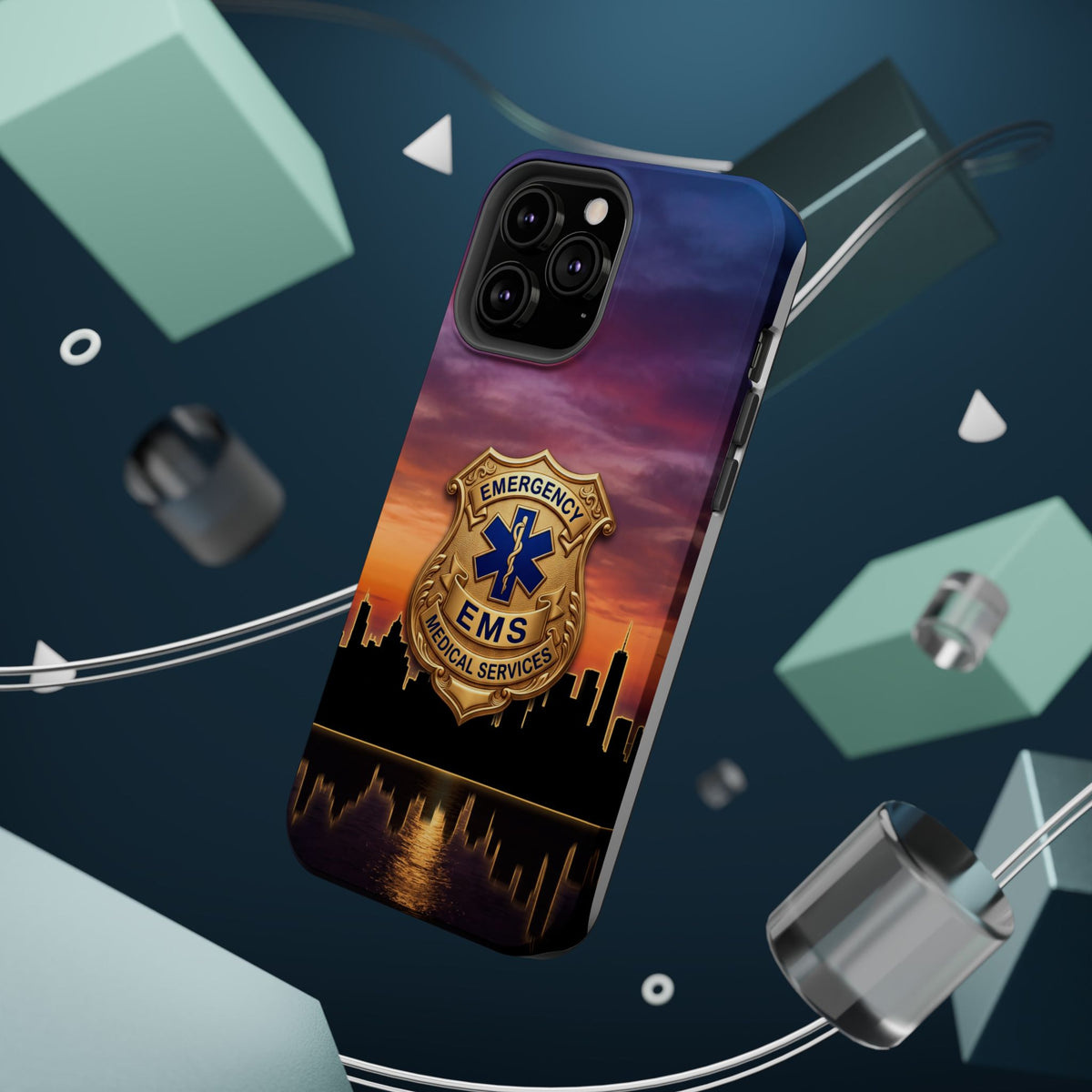 EMS Badge Sunset Skyline Phone Case — Magnetic Wireless Charging Cover