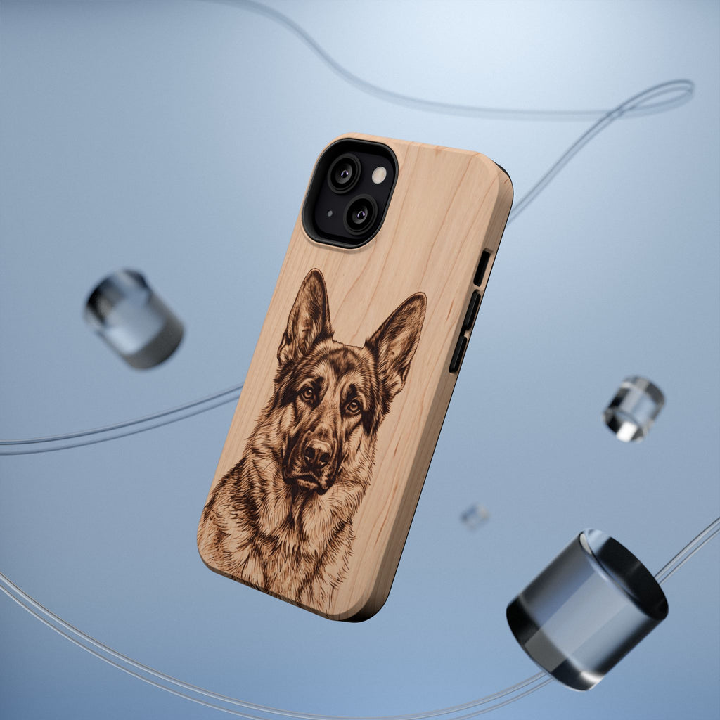 German Shepherd Phone Case | Pyrography Art — Tough Magnetic Case with Wireless Charging