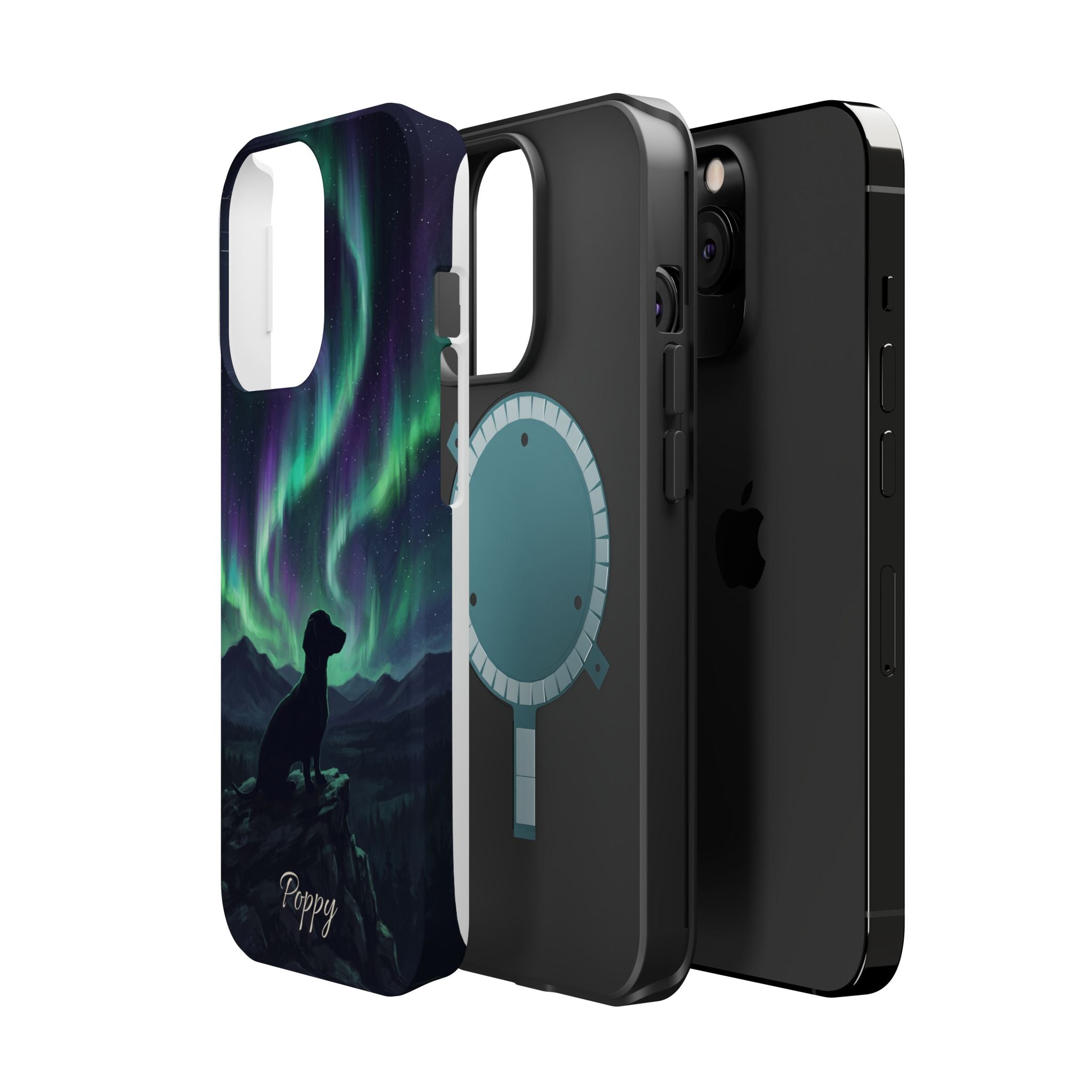 Personalized Dachshund Northern Lights Phone Case — Wireless Charging Cover