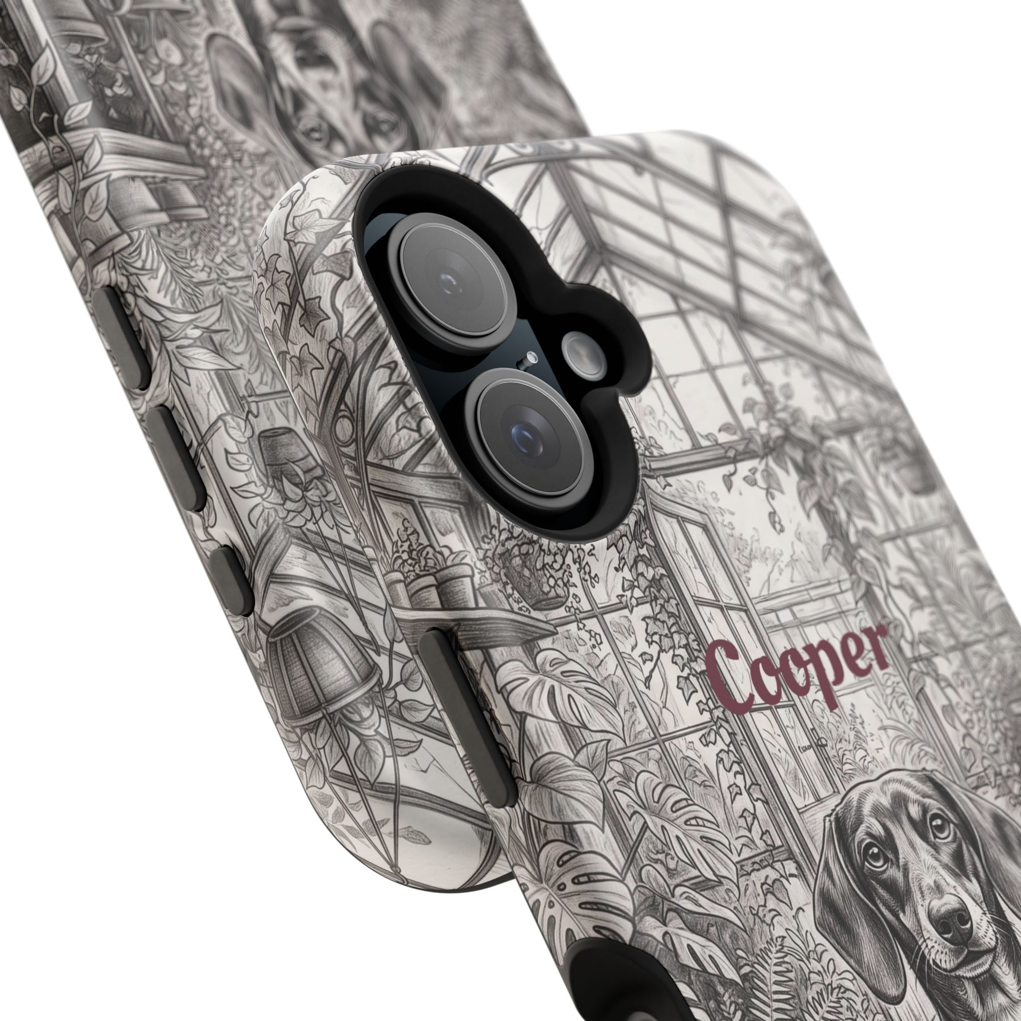 Personalized Dachshund Vintage Greenhouse Phone Case — Wireless Charging Cover