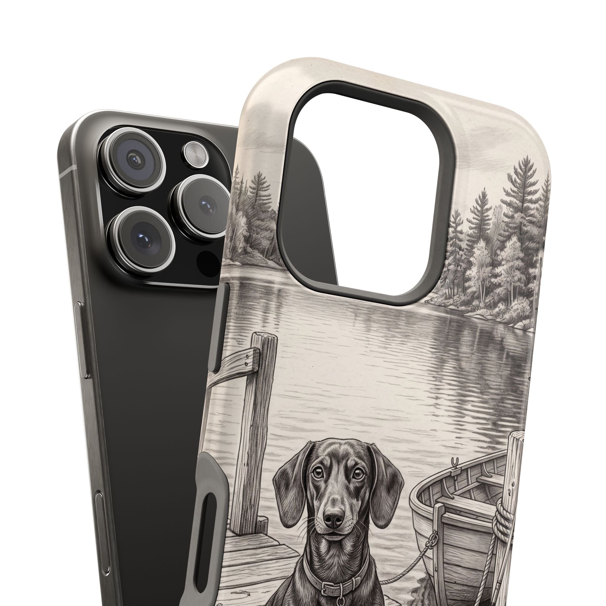 Personalized Dachshund Sunset Beach Phone Case — Wireless Charging Cover
