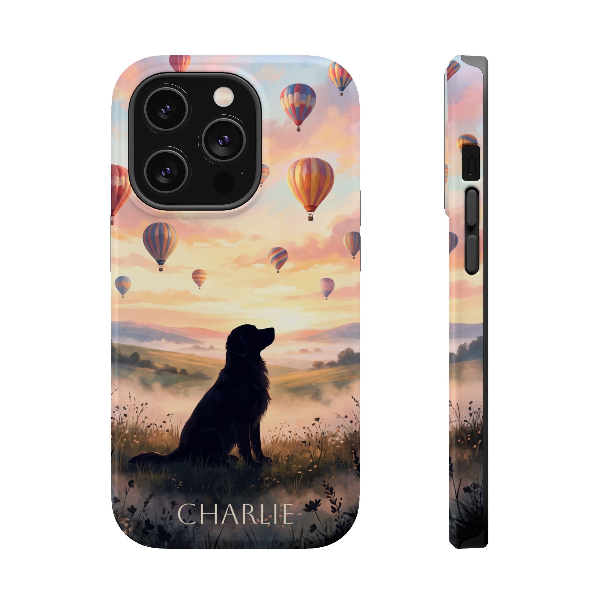 Personalized Golden Retriever Hot Air Balloon Phone Case — Wireless Charging Cover
