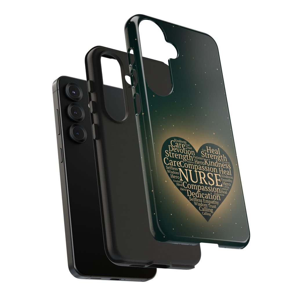 Nurse Heart Tough Phone Case — Inspirational Word Cloud Tribute - iphone and Samsung Galaxy series
