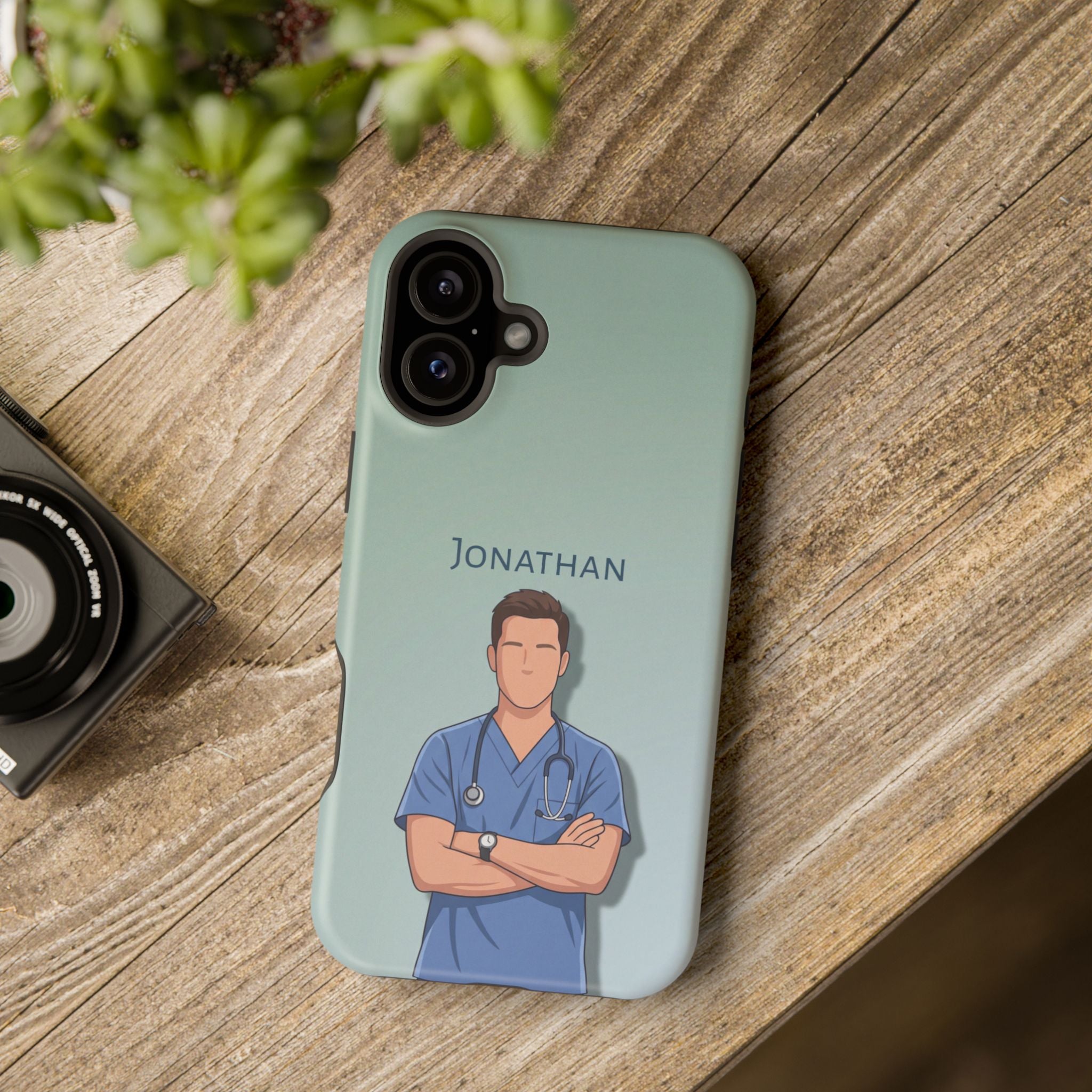 Personalized Nurse Portrait Phone Case — Impact-Resistant Wireless Charging Cover