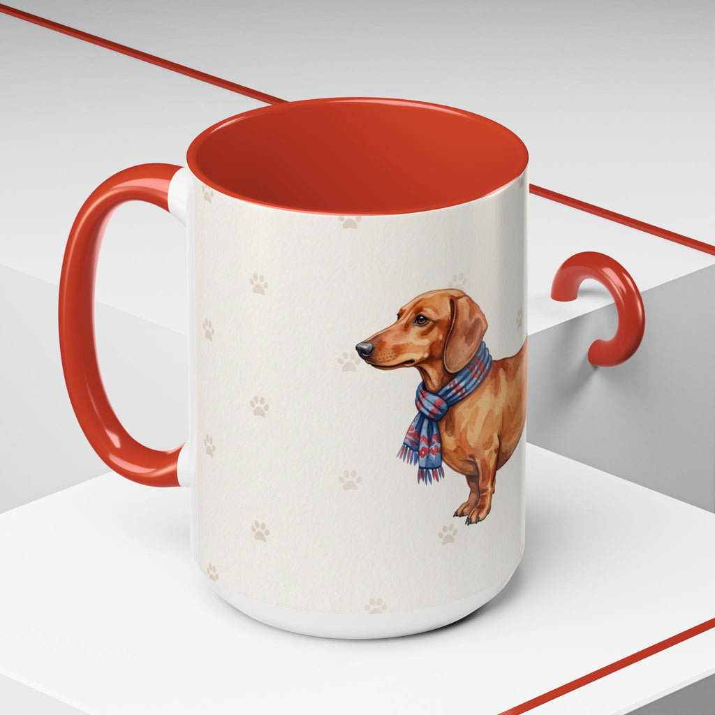 Dachshund Lover Mug – Wiener Dog with Scarf, Cute Watercolor Dachshund Gift Mug