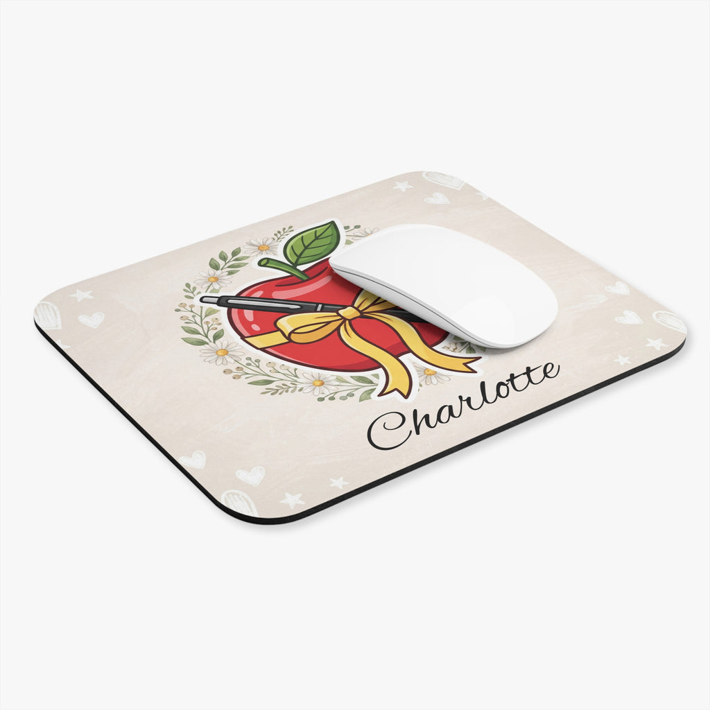 Personalized Teacher Mouse Pad with Name | Apple Wreath Design
