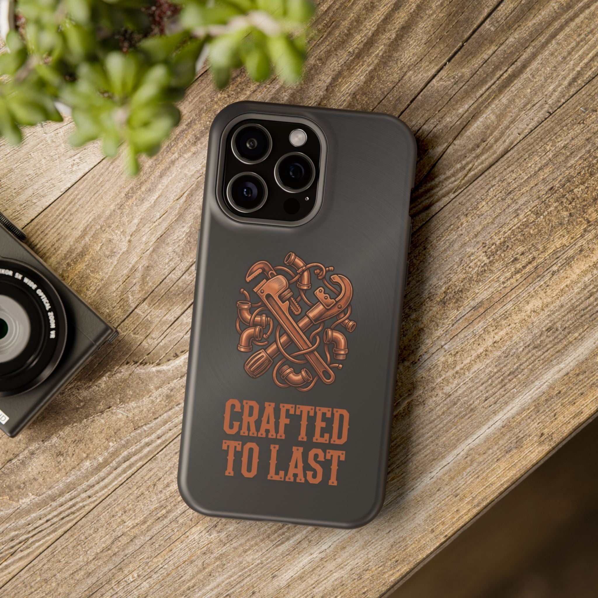 Crafted to Last Phone Case — Crossed Wrenches Wireless Charging Cover