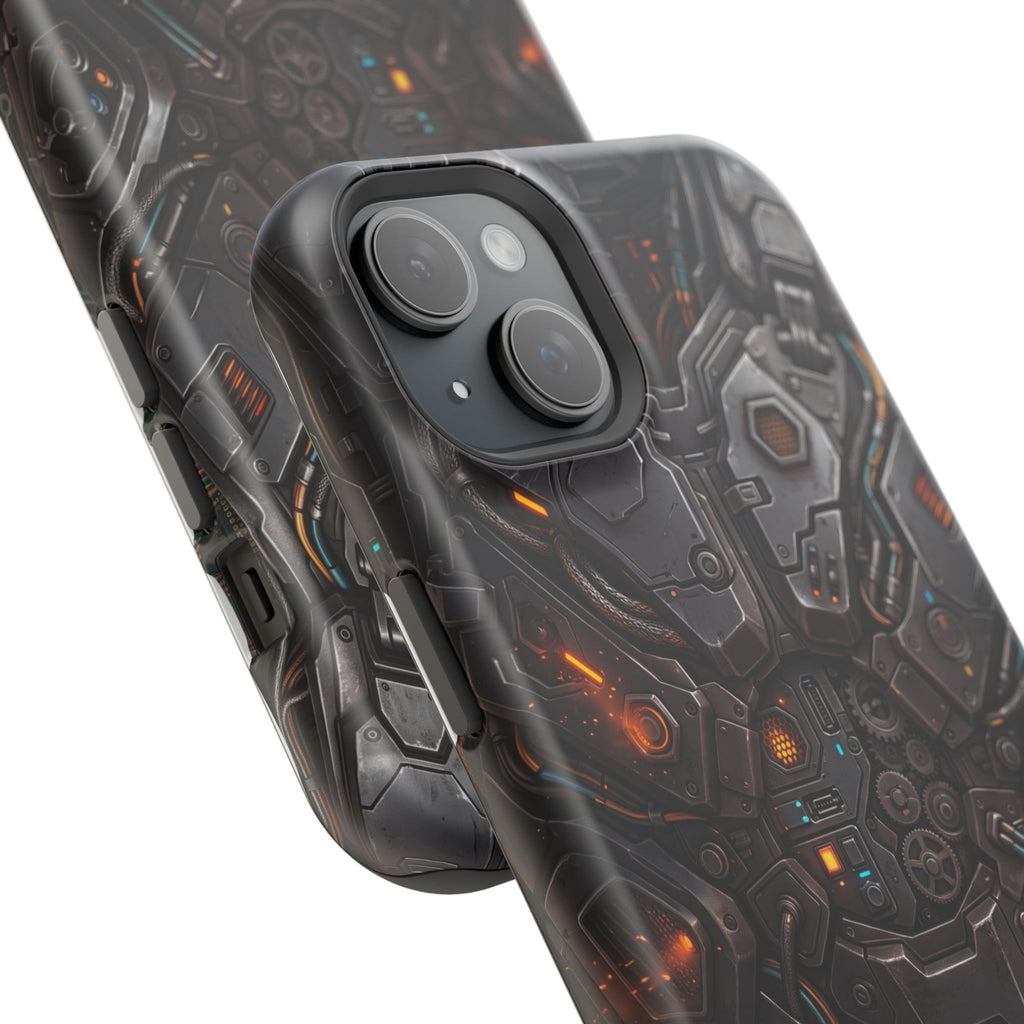 Mech Armor Phone Case — Industrial Circuit Wireless Charging Cover