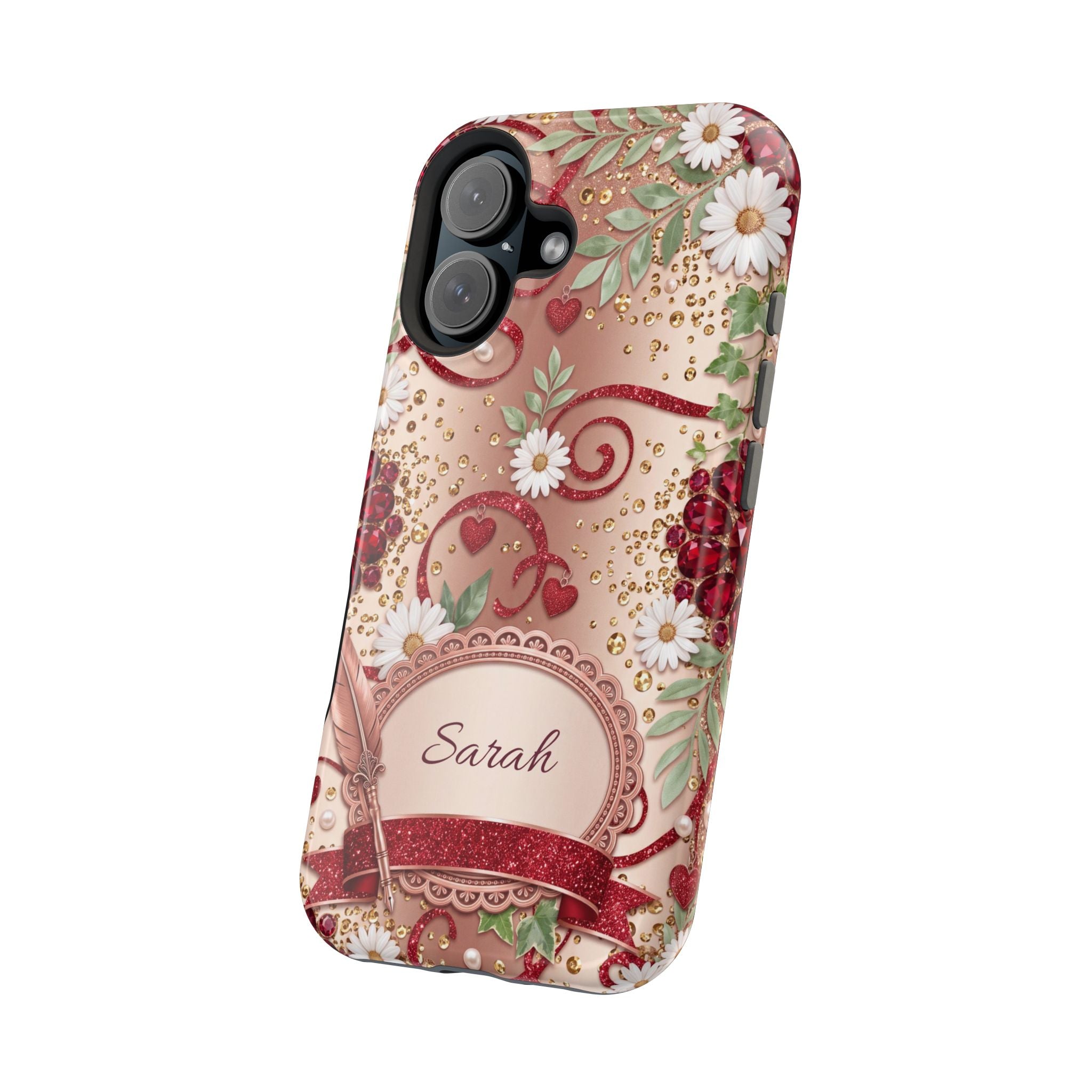 Personalized Vintage Floral Teacher Phone Case — Wireless Charging Cover