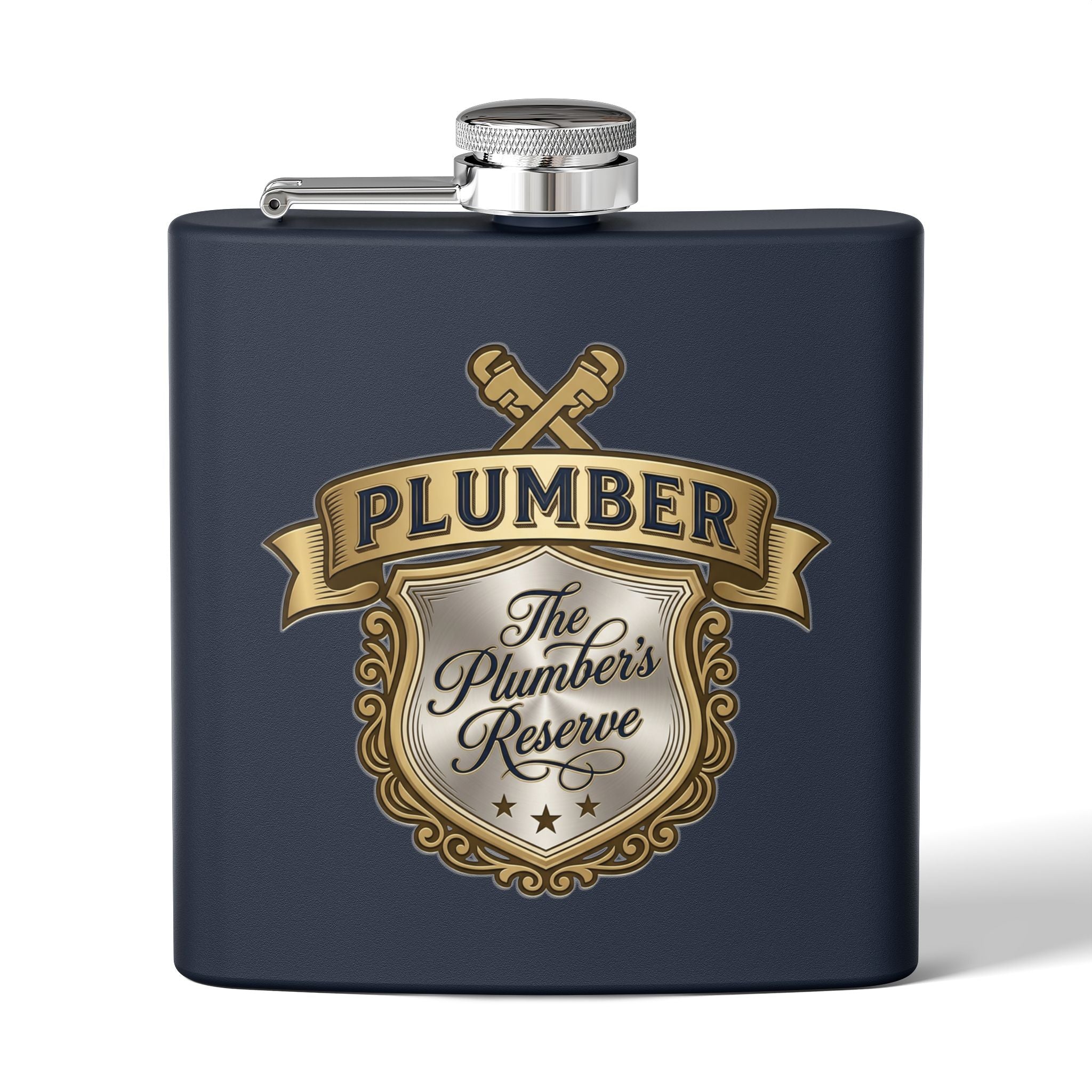 Flask — "The Plumber's Reserve" 6oz Stainless Steel Hip Flask