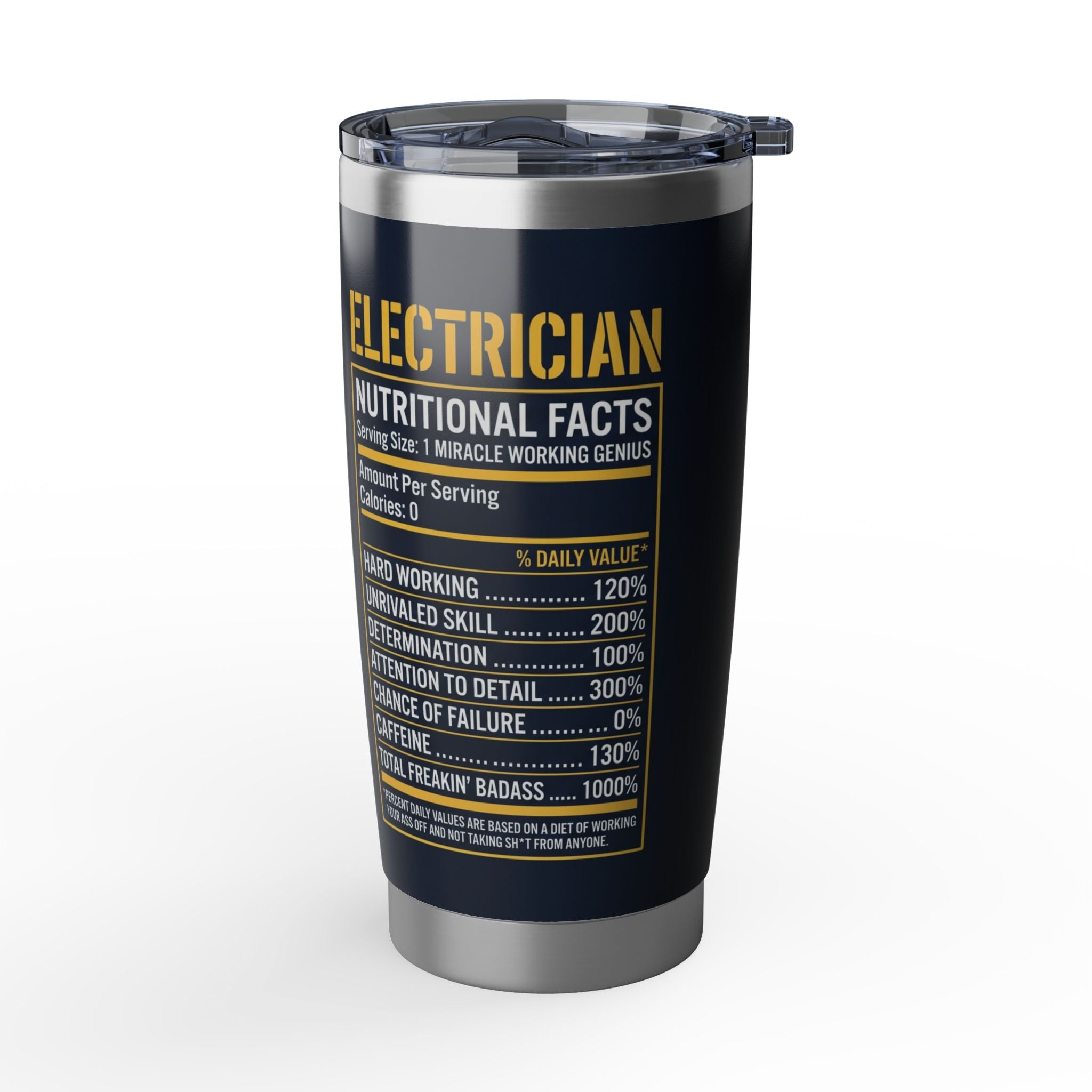 Electric Skeleton Miner 20 oz Tumbler — Energetic Miner Skull Travel Cup for Electricians