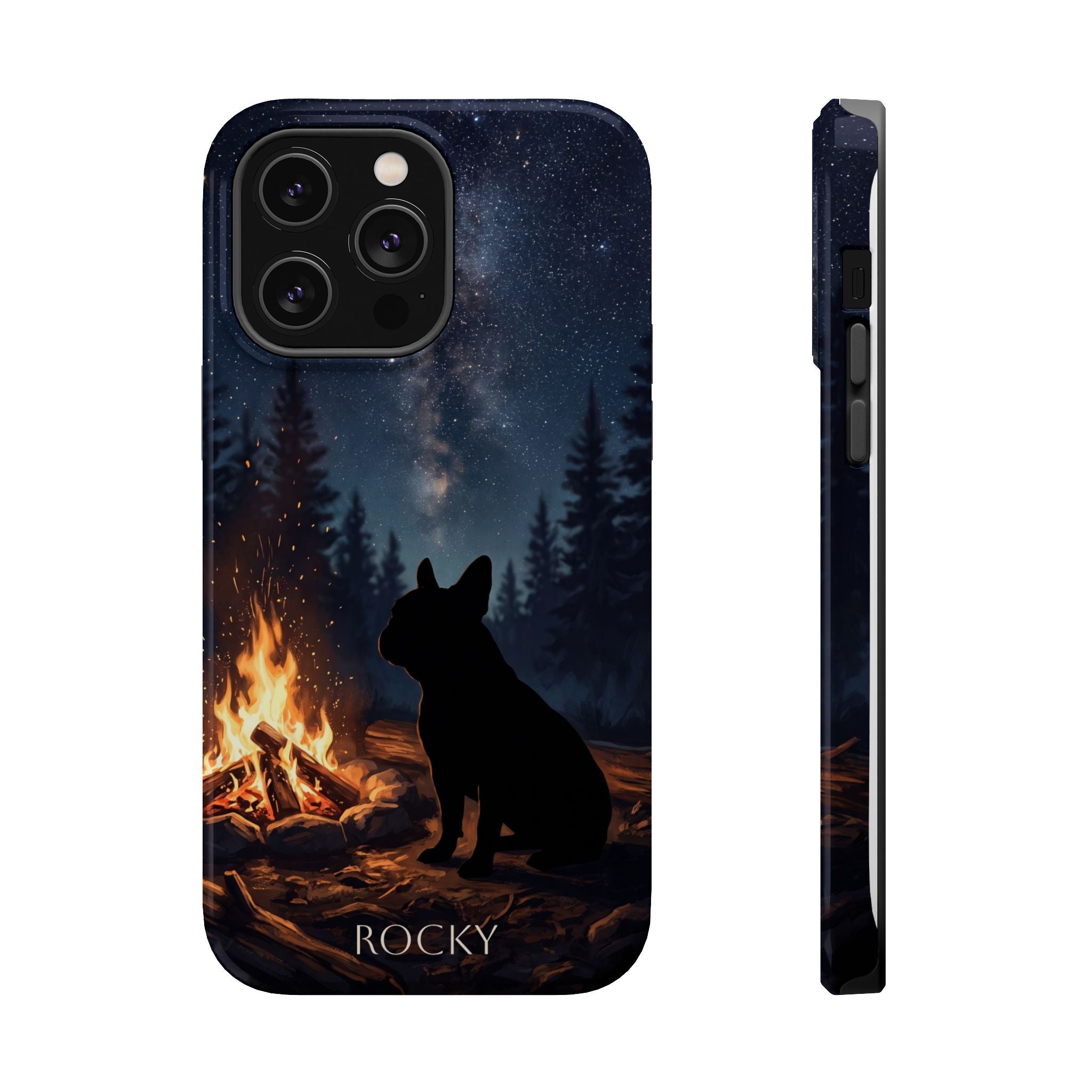 Personalized French Bulldog Campfire Phone Case — Wireless Charging Cover