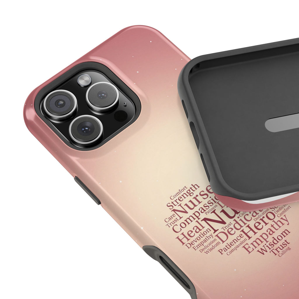 Nurse Heart Word Art Phone Case — Impact-Resistant Wireless Charging Cover