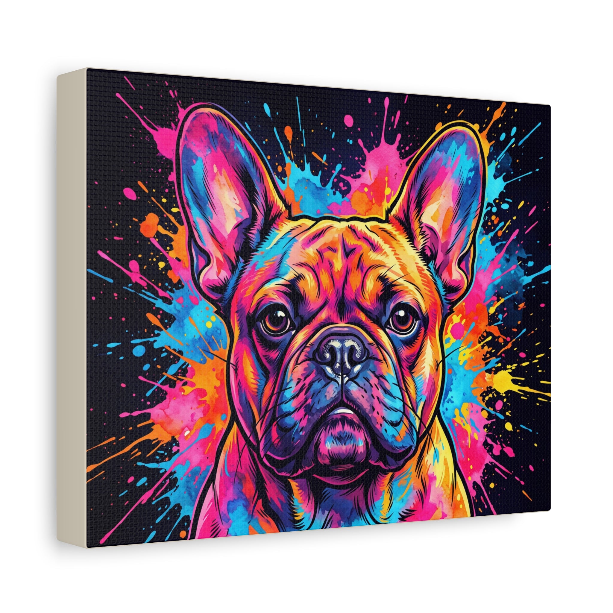 French Bulldog Canvas Print | Vibrant Pop Art Frenchie Wall Art | Colorful Dog Lover Home Decor