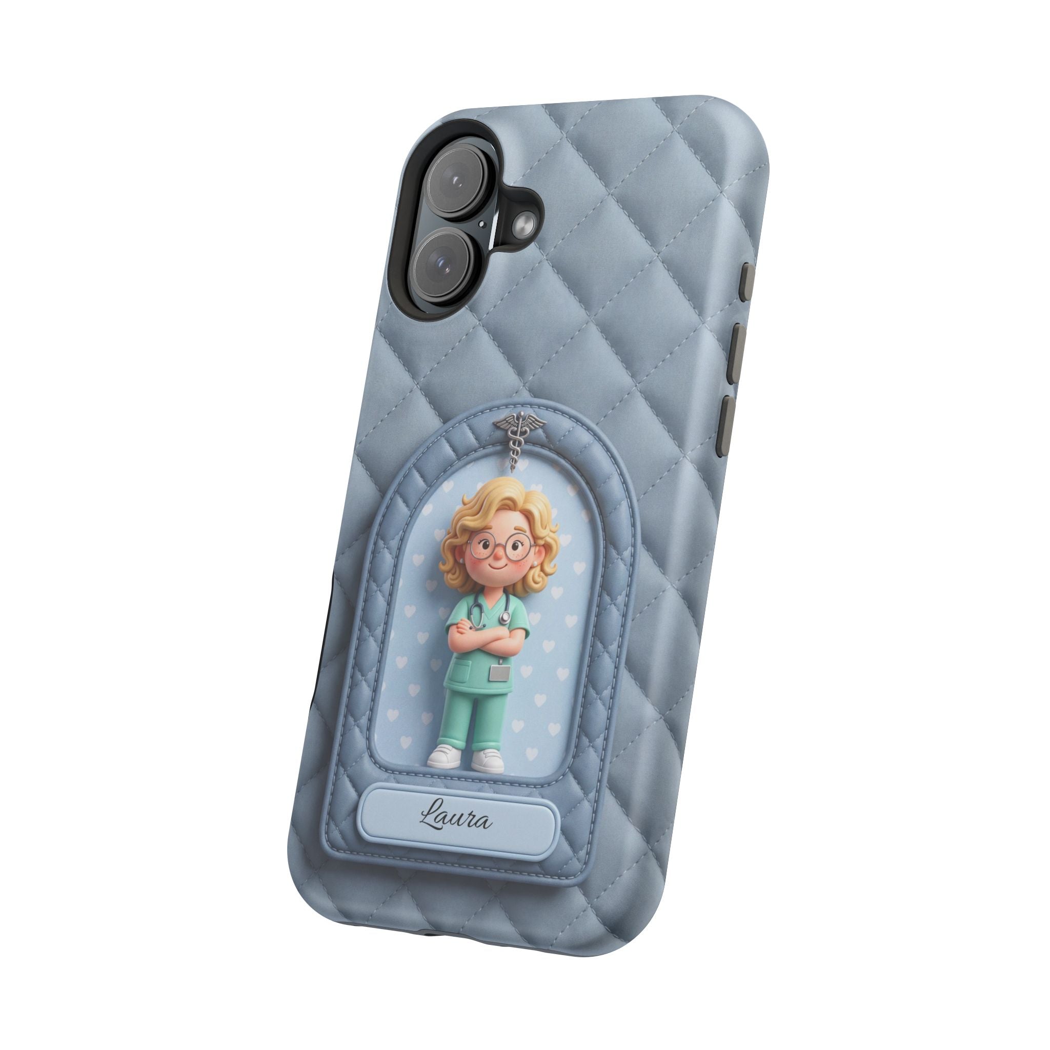 Personalized Quilted Nurse Phone Case — Wireless Charging Cover