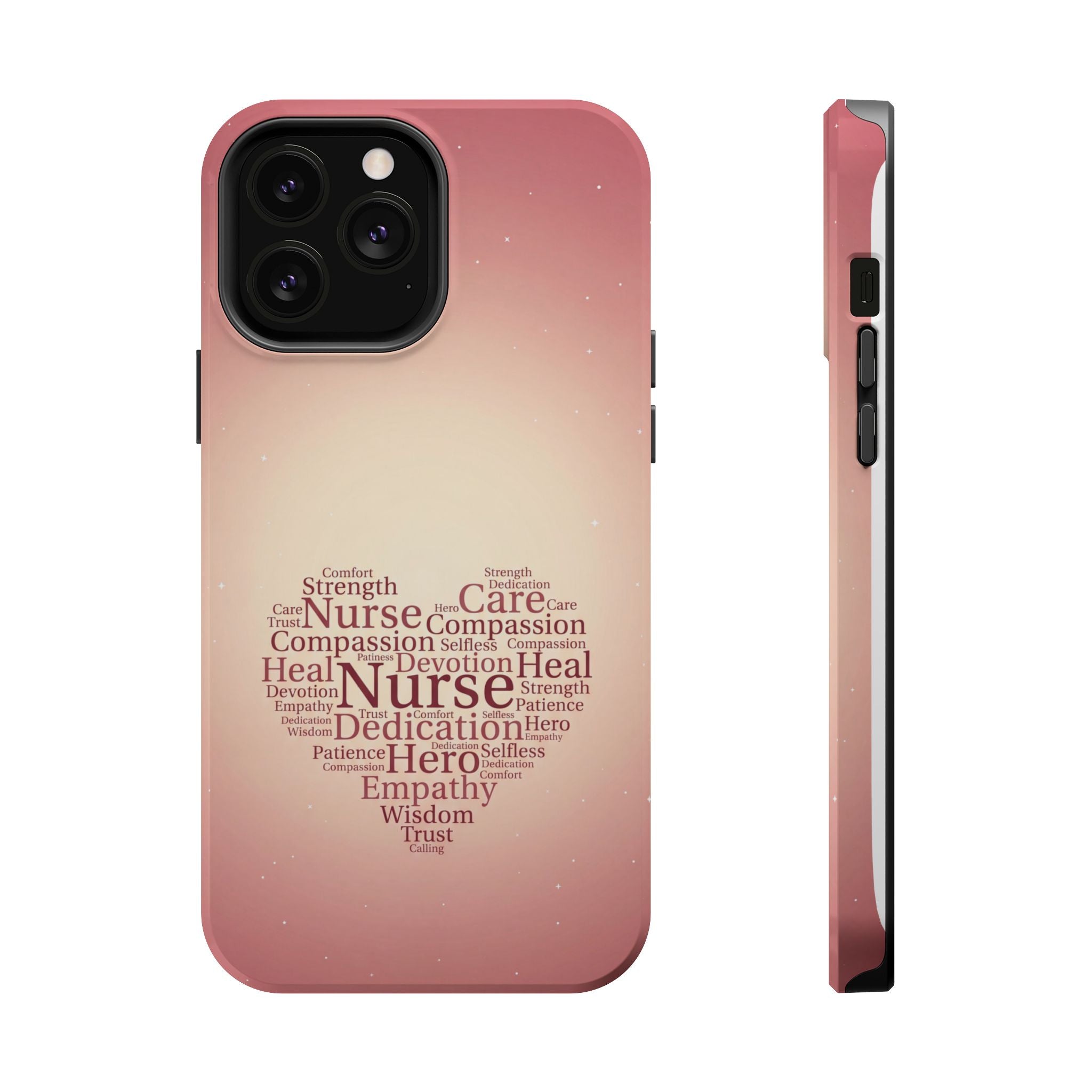 Nurse Heart Word Art Phone Case — Impact-Resistant Wireless Charging Cover