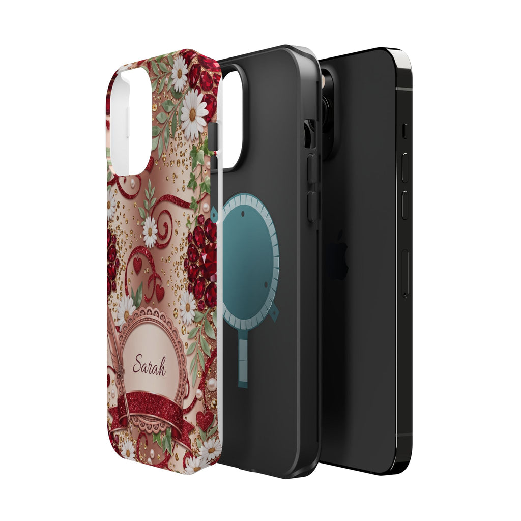 Personalized Vintage Floral Teacher Phone Case — Wireless Charging Cover