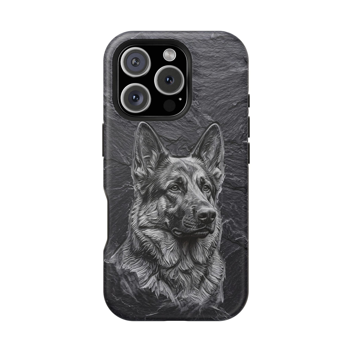 German Shepherd Phone Case | Carved Stone Art — Tough Magnetic Case with Wireless Charging
