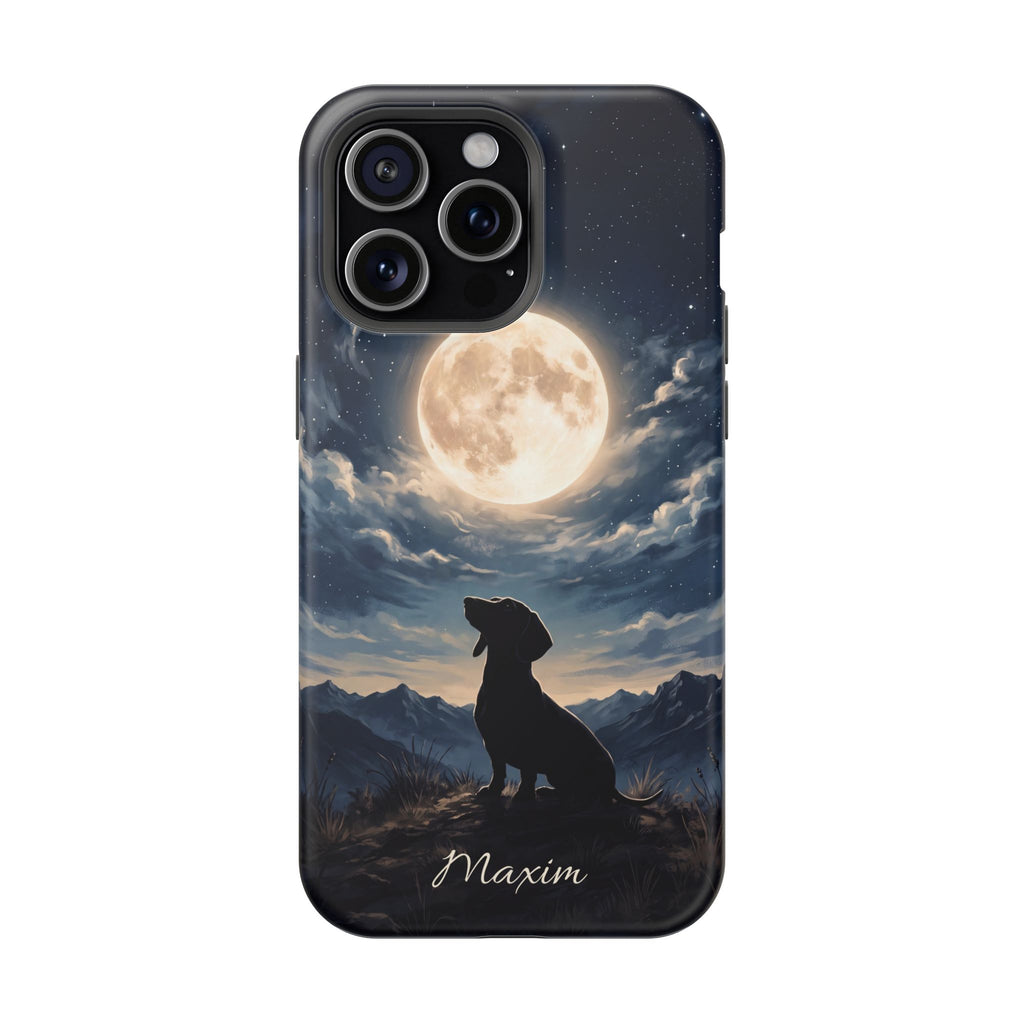 Personalized Dachshund Moonlight Phone Case — Wireless Charging Cover